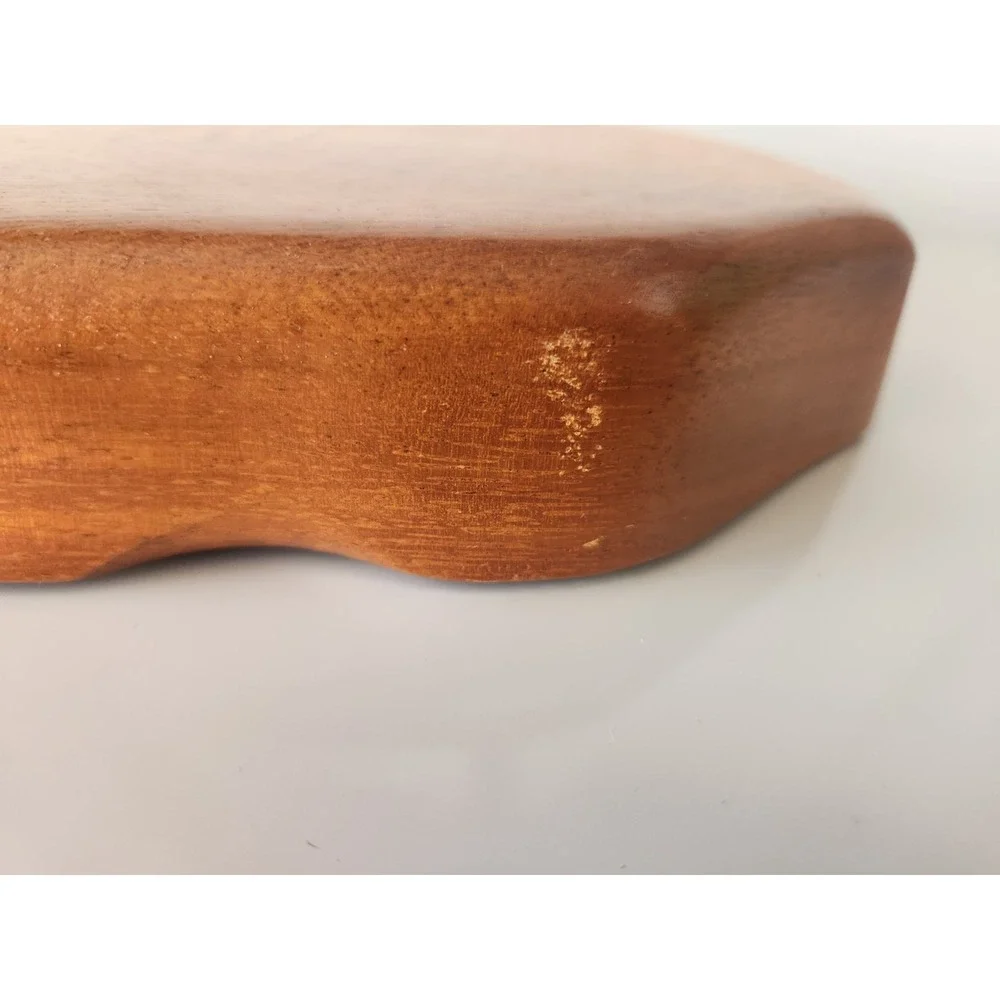 Vintage Monkey Pod Signed Wood Made In Hawaii Leaf Shaped Nut/Candy Bowl Retro‎